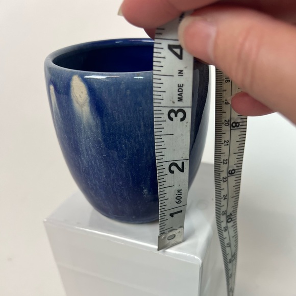 Handmade Cobalt Blue Ceramic pottery cup with small  Healing Hand stamp Signed - Picture 9 of 13